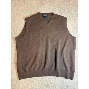 Pendleton Wool Vest Men's XL Brown V Neck Washable Wool Warm